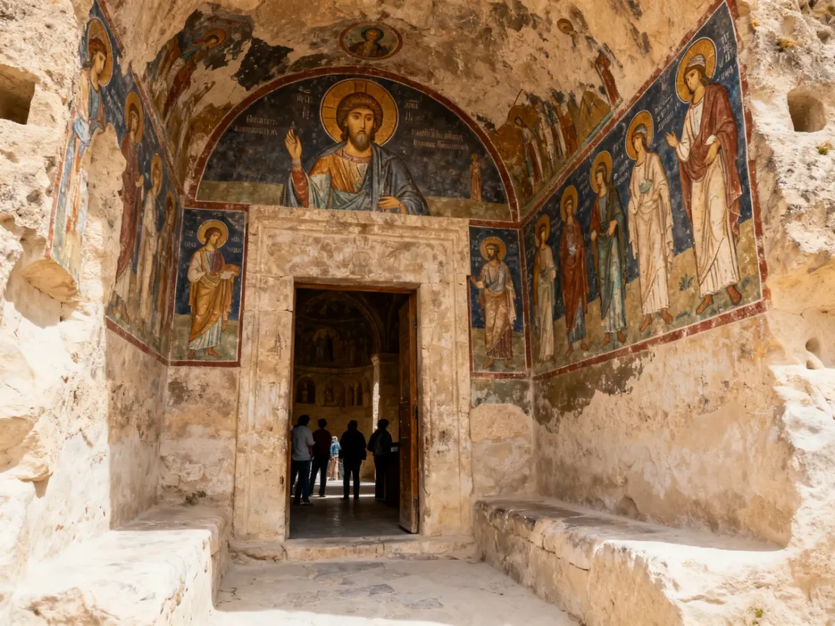 Skalny kościół z freskami w Göreme Open Air Museum