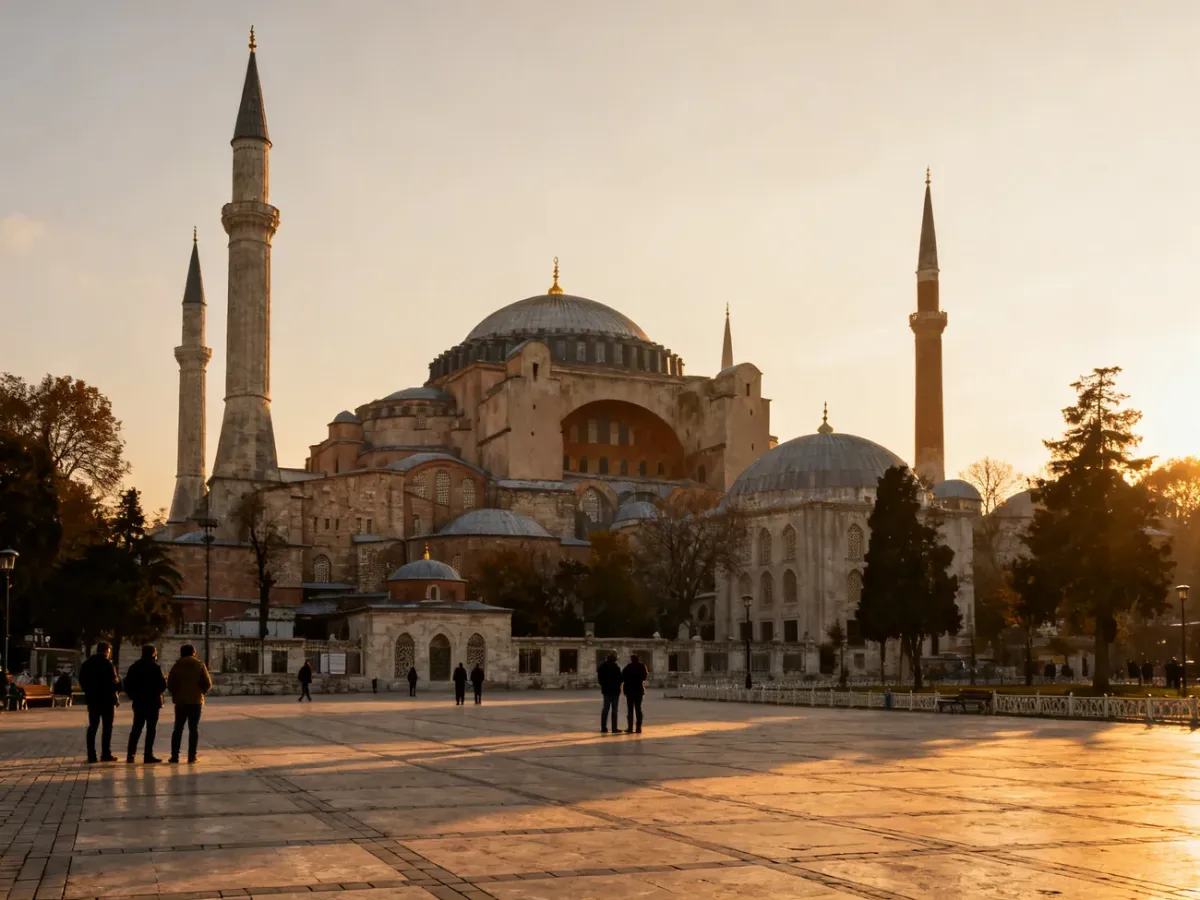 Hagia Sophia o poranku na placu Sultanahmet