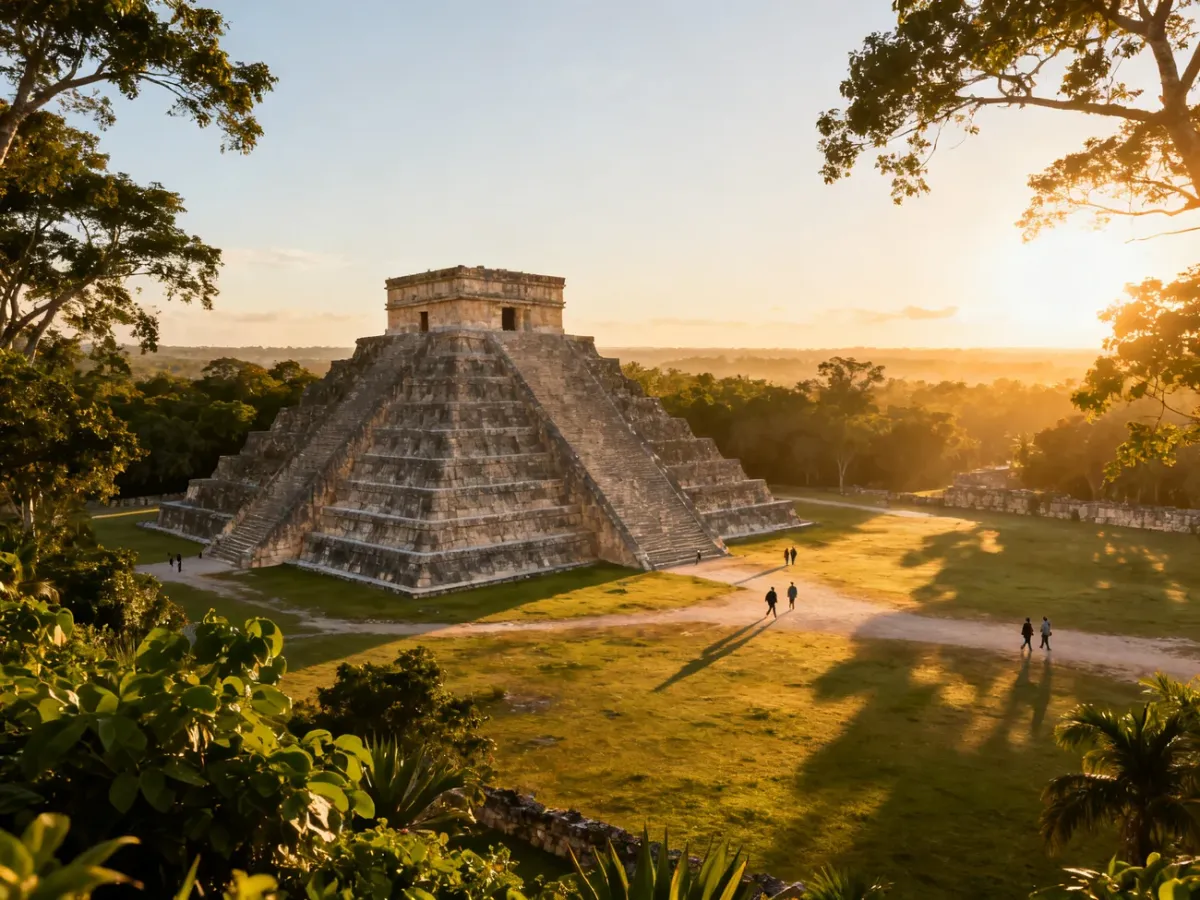 Świątynia Kukulkana o poranku na terenie Chichén Itzá