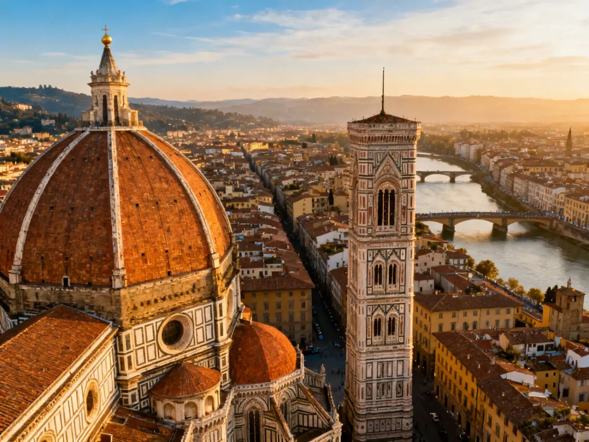 Panorama historycznego centrum Florencji z kopułą Duomo