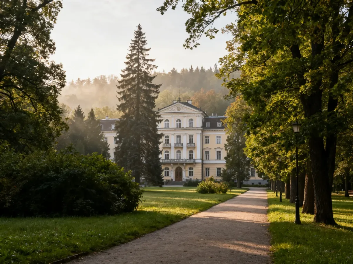 Park Zdrojowy w Busku-Zdroju z zabytkowym Sanatorium Marconi