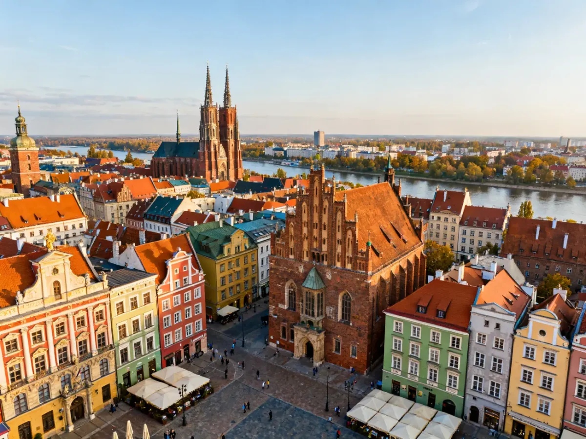 Panoramic view of Wrocław’s Market Square and historic center