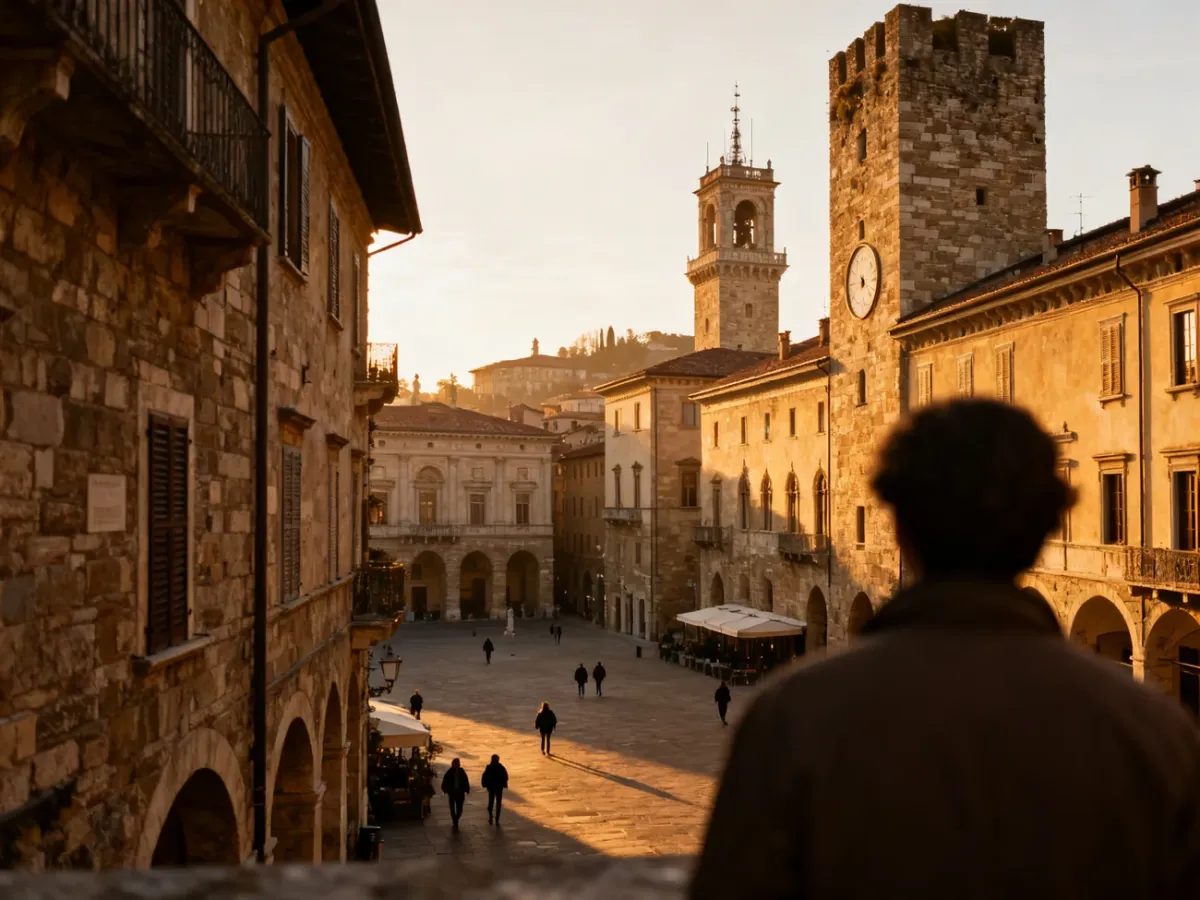 Piazza Vecchia w historycznym Górnym Mieście Bergamo