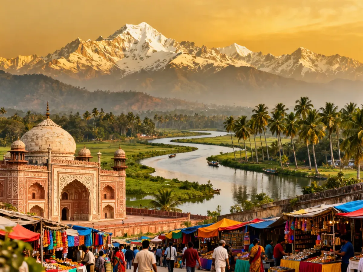 Panoramic view symbolizing India’s diverse monuments, landscapes and travel experiences