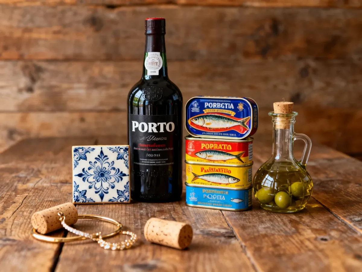Autentyczne portugalskie pamiątki: wino Porto, konserwy rybne, azulejo i wyroby z korka