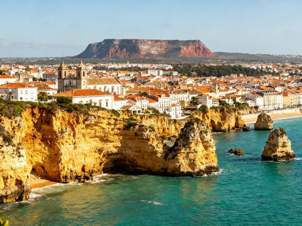 Panoramic view symbolizing Portugal’s beaches, cities and volcanic islands