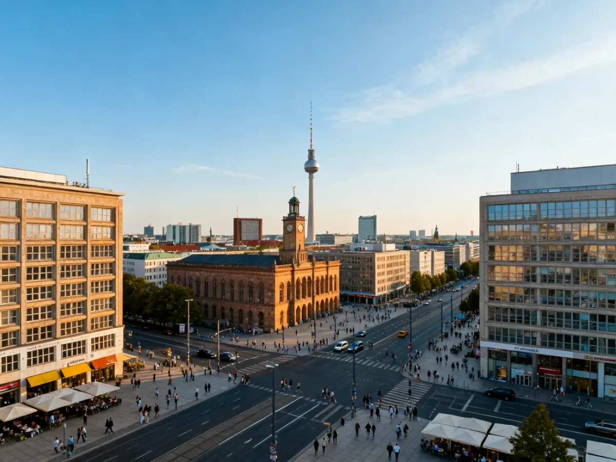 Panorama centrum Berlina z wieżą Fernsehturm