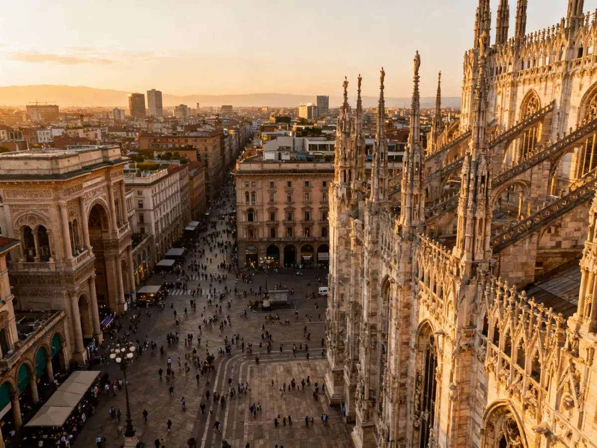 Panoramiczny widok Mediolanu z katedrą Duomo